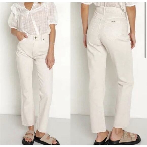ROLLA'S Denim - ROLLAS Original High Rise Straight Jeans Salt Color Cream Sz 28 Retro Pockets
